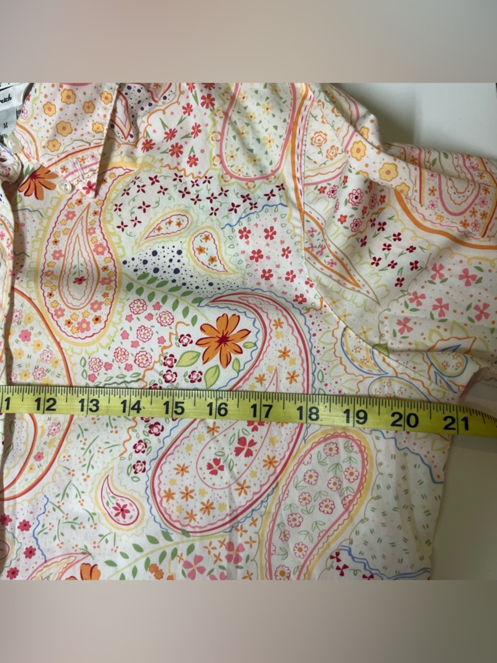 Talbots Cream Paisley & Floral button down shirt long sleeves cotton Womens MP - Picture 8 of 11
